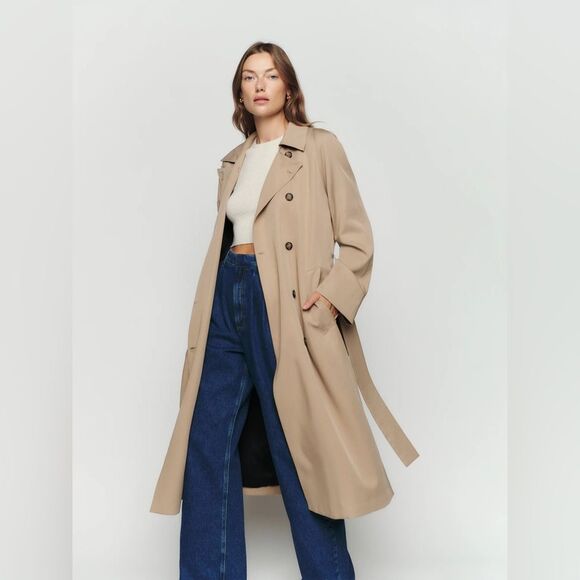 Reformation Jackets & Blazers - Reformation Kensington Trench in Khaki Size XL NWT